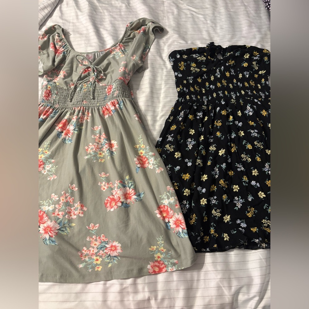 Floral teens Dress Set - Green and Black